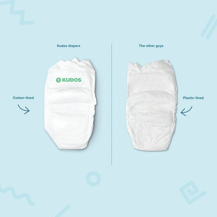 Kudos Chlorine Free Cotton-Lined Disposable Diapers - Size 1 - 76ct