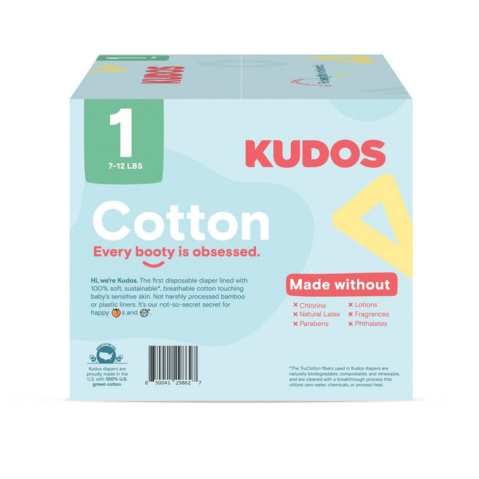 Kudos Chlorine Free Cotton-Lined Disposable Diapers - Size 1 - 76ct