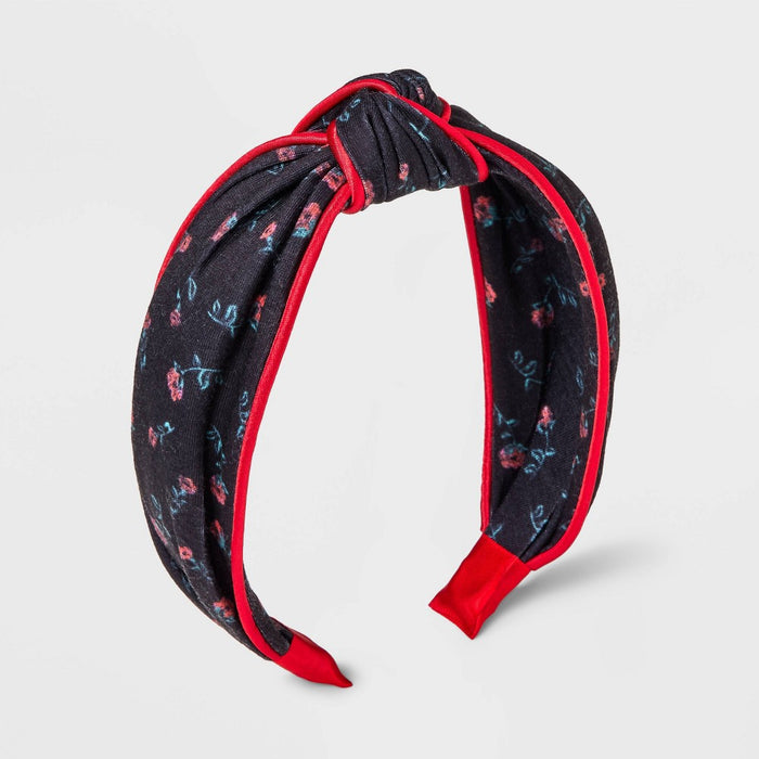 Girls' Floral Top Knot Headband - art class Black/Red
