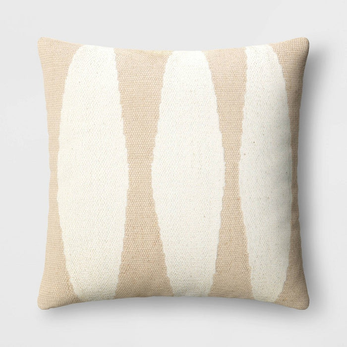 Cotton Woven Modern Square Throw Pillow Beige/Ivory - Threshold: Geometric Design, Indoor Decorative Cushion, Polyester Fill