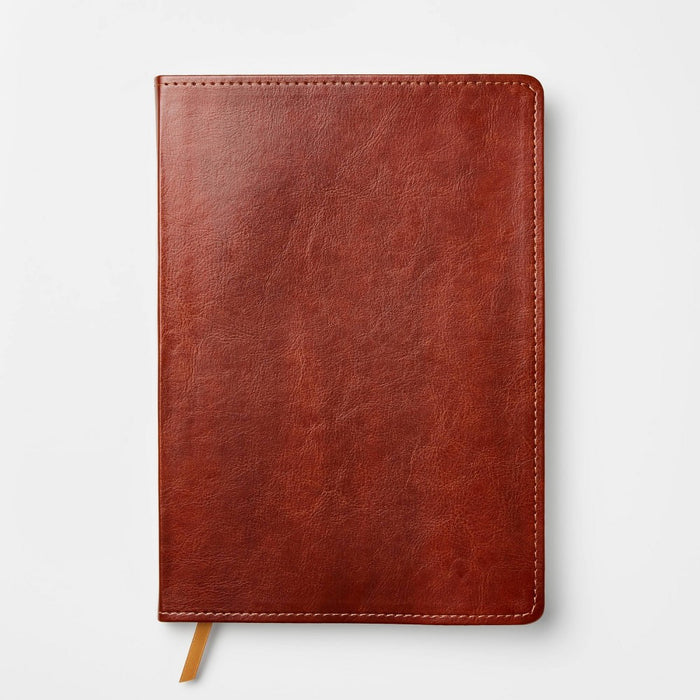 192pg Ruled Journal 10"x7" Leatherette Dark Brown - Threshold: Soft Cover, Narrow Lined, Teen & Adult Notebook