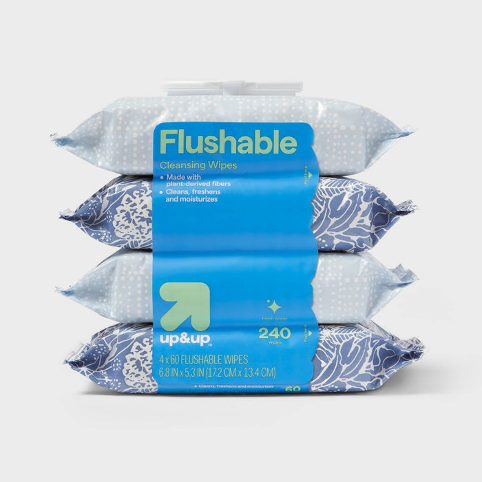 Flushable Cleansing Wipes - Fresh Scent - 4pk/60ct - up&up
