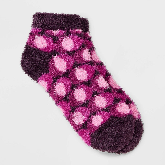 Women's Polka Dot Cozy Low Cut Socks - Auden Berry 4-10