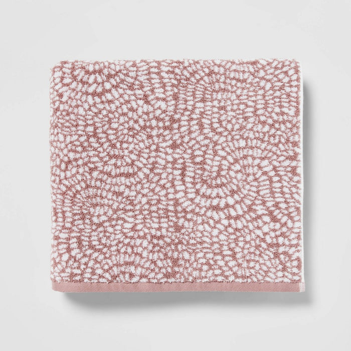 Performance Plus Bath Towel Mauve Geo - Threshold: Heavyweight Cotton, Jacquard Terry, Fade-Resistant