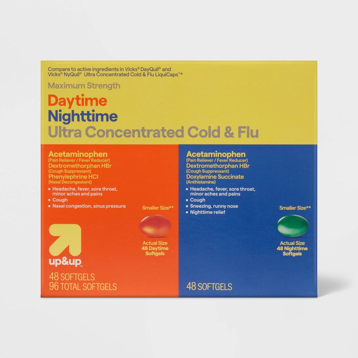 Daytime & Nighttime Maximum Strength Cold & Flu Softgels - 96ct - up&up