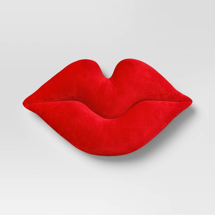 Lips Forever Throw Pillow Berry - Room Essentials: Velvet Novelty Shape, Polyester Fill, Spot Clean, Indoor Use