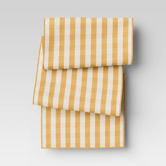 72" x 14" Cotton Gingham Check Table Runner Yellow - Threshold