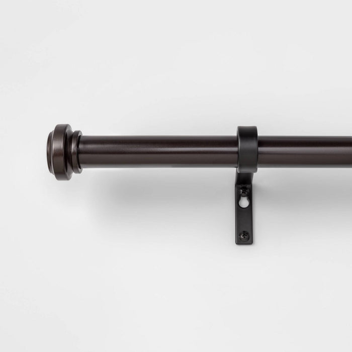 66"-120" Cap Curtain Rod Oil Rubbed Bronze - Threshold: Steel, 0.875" Diameter, Single Rod, 120 Inch Length