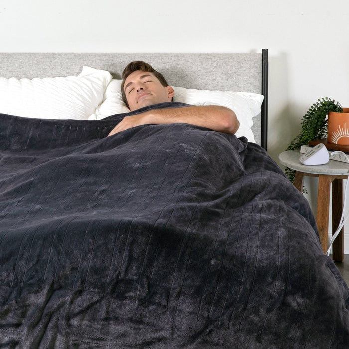 Brookstone Full/Queen Heated Blanket Gray Plush