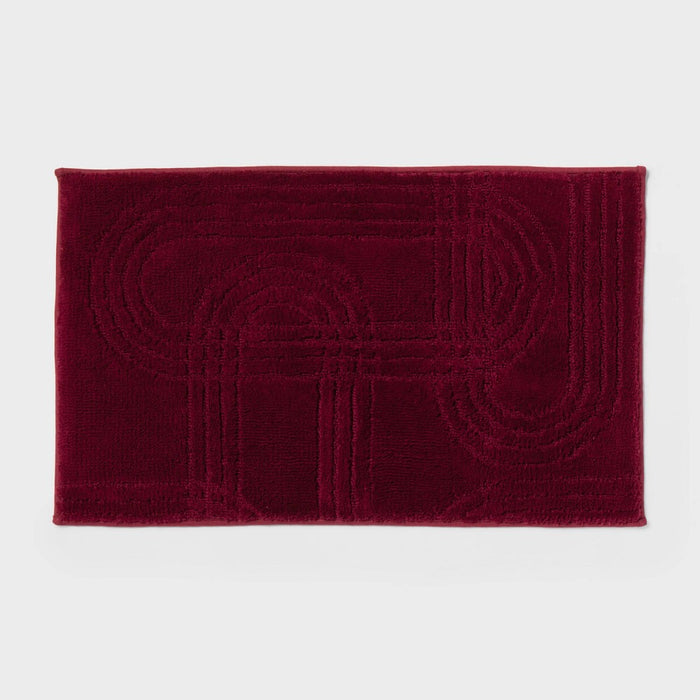 Tonal Geo Non-Slip Bath Rug Wine - Threshold