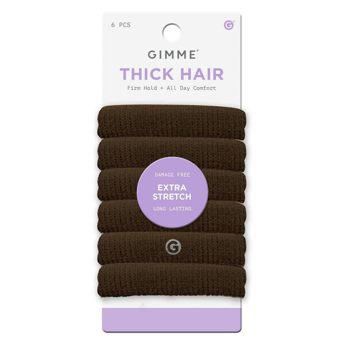 Gimme Beauty Thick Extra Stretch Hair Tie Bands - Brown -6ct