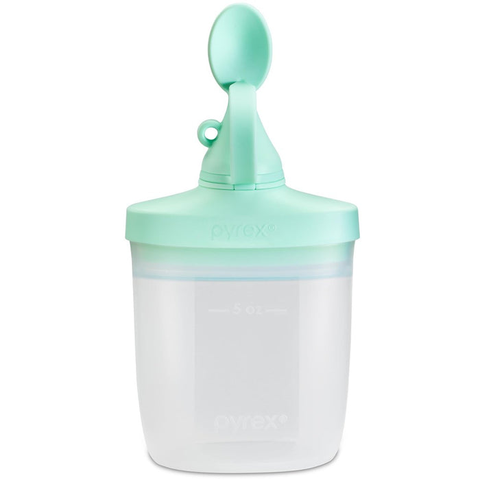 Pyrex Littles Spoon Lid & 5 OZ Pouch, Silicone Baby Toddler Feeding Set, Airtight Leak-Proof BPA Free Non-Breakable Dishwasher Safe, Ages 6 Months +