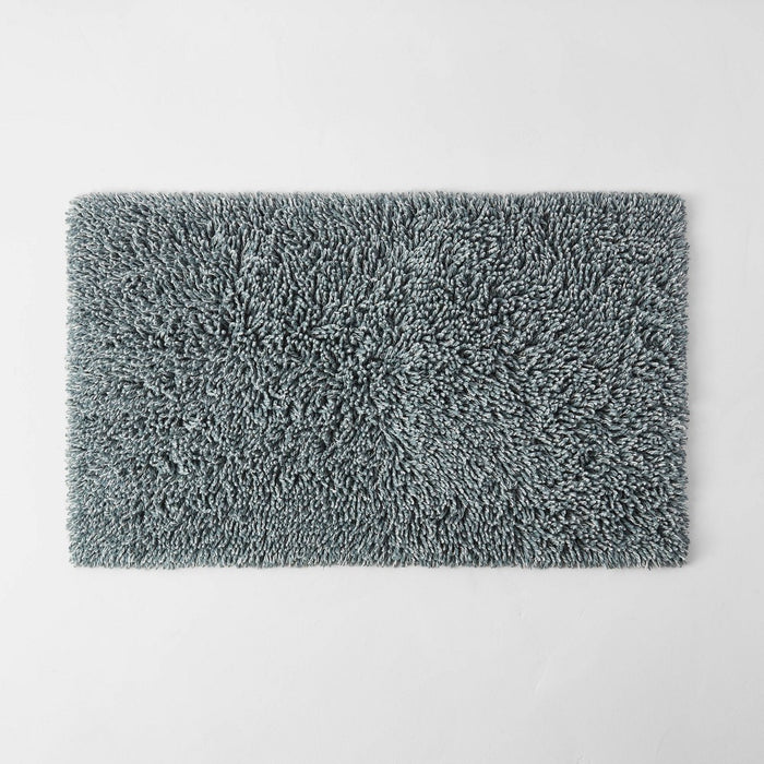 21"x34" Melange Looped Bath Rug Teal Blue - Casaluna: Cotton, Tufted, OEKO-TEX Certified