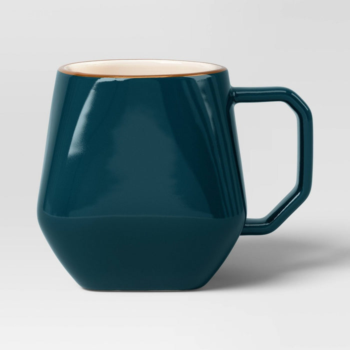 15oz Geo Mug Garnet with Gold Rim Teal Blue - Threshold