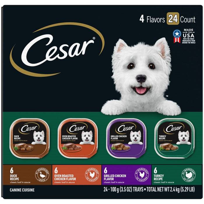 Cesar Classic Loaf in Sauce Variety Pack with Chicken, Duck and Turkey Flavor Small Breed Wet Dog Food - 3.5oz/24ct