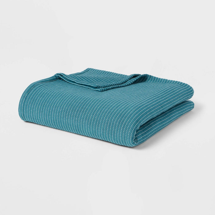 Full/Queen Matelasse Bed Blanket Blue - Threshold: Cotton & Viscose, OEKO-TEX Certified, Machine Washable