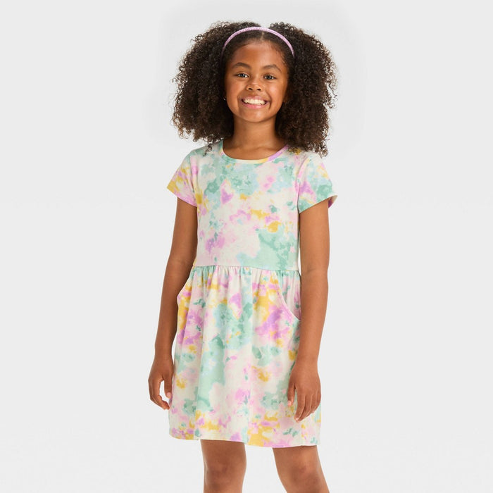 Girls' Tie Dye Dress -Cat & Jack Light Cream XL *ADD 3 TO YOUR CART & 1 IS FREE!*