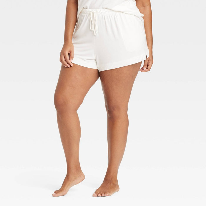 Women's Cloud Knit Pajama Shorts-Auden White 1X *ADD 3 TO YOUR CART & 1 IS FREE!*
