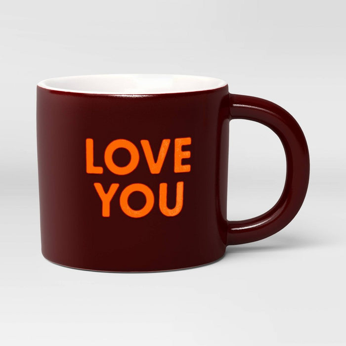 16oz Stoneware Love You Mug Maroon - Room Essentials