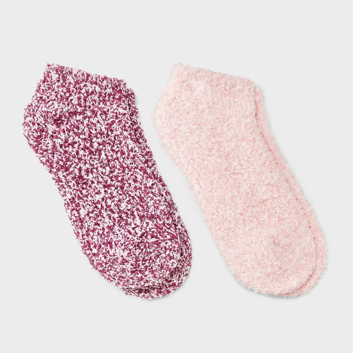 Women's Marled 2pk Cozy Low Cut Socks - Auden Berry/Pink 4-10