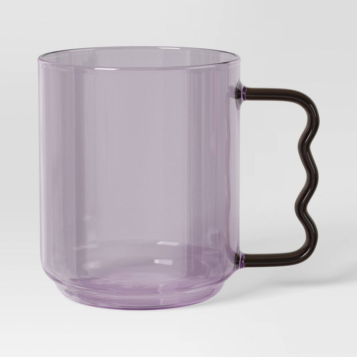 15.22oz Glass Mug Pink with Berry Handle - Room Essentials: Dishwasher-Safe Drinkware for Hot or Cold Beverages