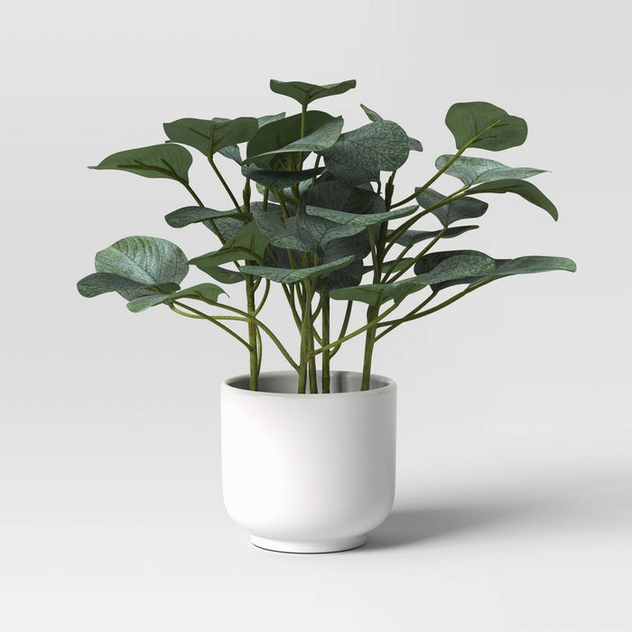 Artificial Eucalyptus Plant - Threshold: Indoor Greenery Decor, 10" Tall, White Pot