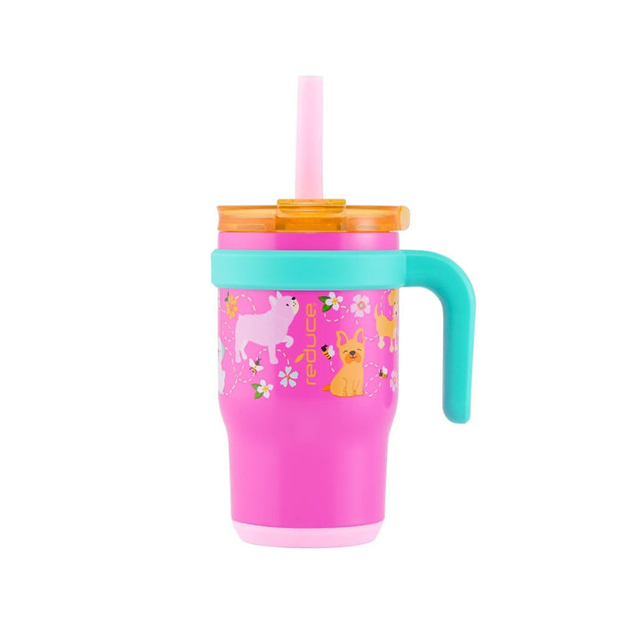 Reduce 14oz Coldee Vacuum Insulated Stainless Steel Straw Tumbler Bright Pink: Kids Leakproof BPA-Free Drinkware