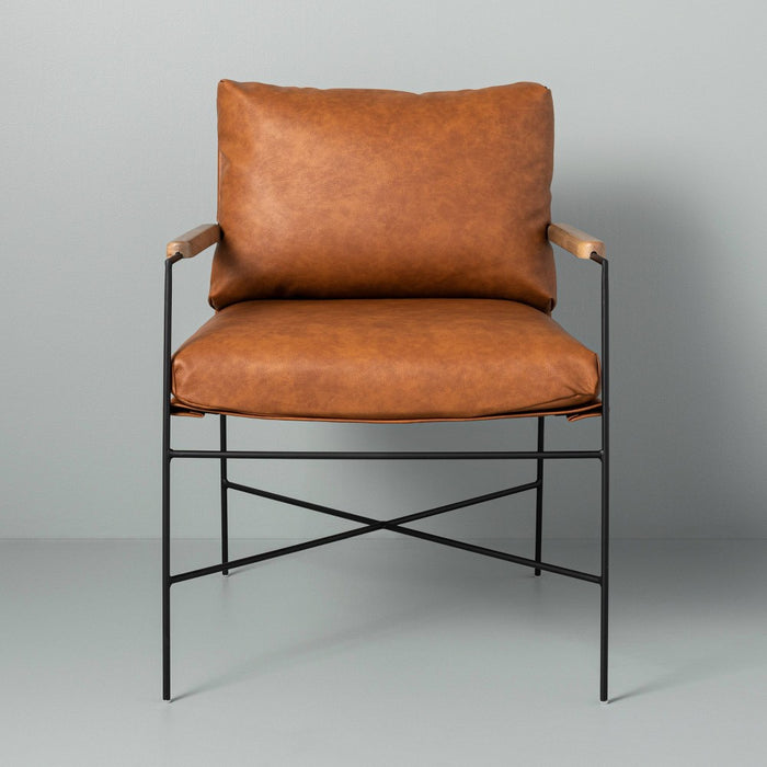 Faux Leather & Metal Accent Chair - Black/Brown - Hearth & Hand with Magnolia (LOCAL PICKUP ONLY)