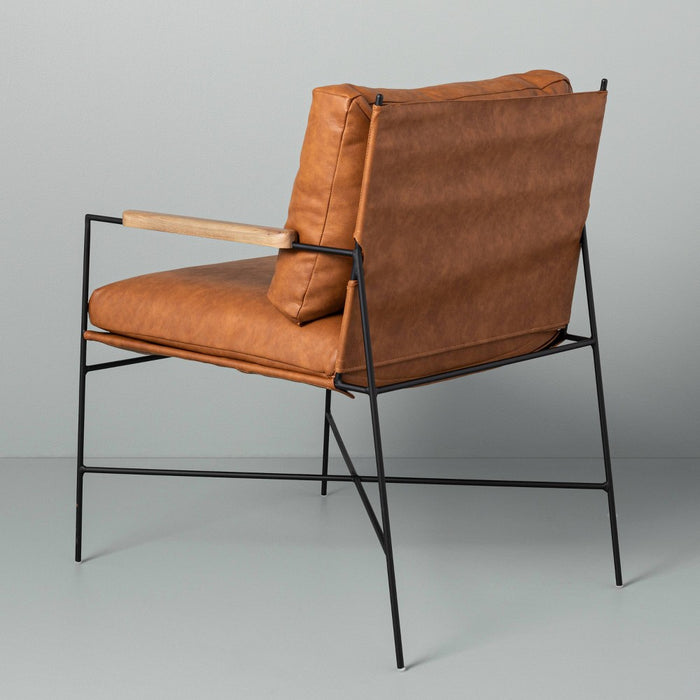 Faux Leather & Metal Accent Chair - Black/Brown - Hearth & Hand with Magnolia (LOCAL PICKUP ONLY)