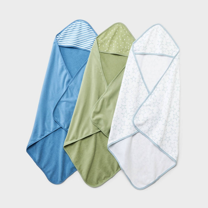 Baby 3pk Hooded Towel - Cloud Island Green