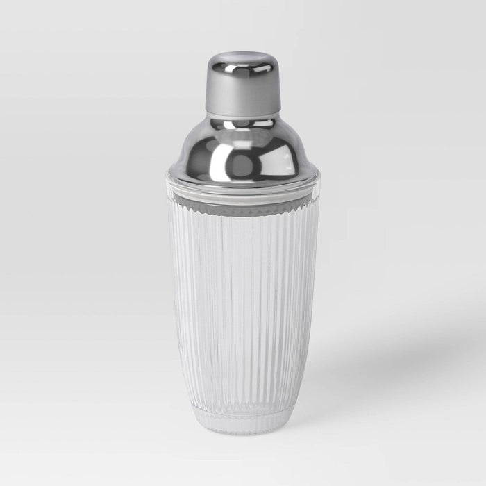 12 fl oz Cocktail Shaker Silver - Threshold: Stainless Steel & Glass, Luxury Style, Dishwasher-Safe, 7.95" Height