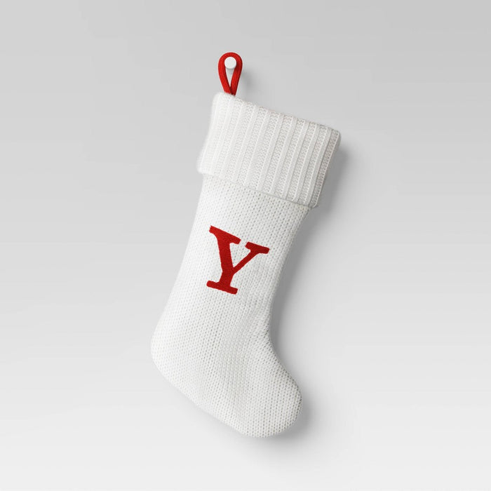 Knit Monogram Christmas Stocking White Y - Wondershop
