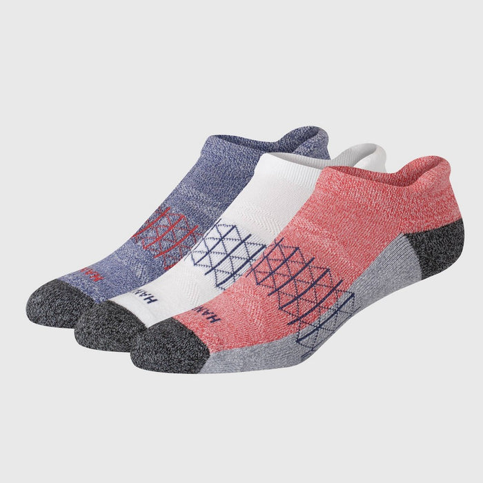 Hanes Men's 3pk Absolute Active Cushioned Heel Shield Socks - White/Gray/Red 6-12
