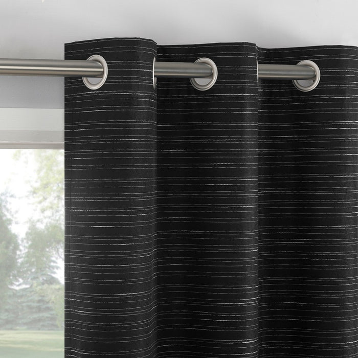 2pc 37"x84" Sun Zero Wylder Texture Thermal Blackout Grommet Curtain Panel Pair Black