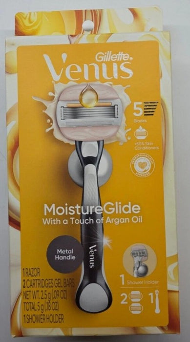 Venus Moistureglide Women's Razor Handle 2 Blade Refills + Shower Holder