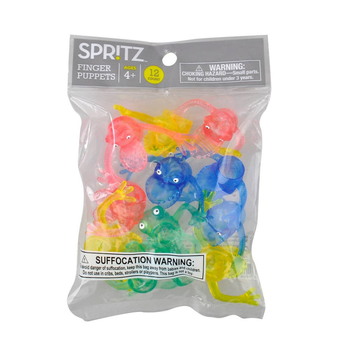 12ct Finger Puppets - Spritz: Plastic Finger Toys for Kids & Adults, Choking Hazard Warning, Ages 4+