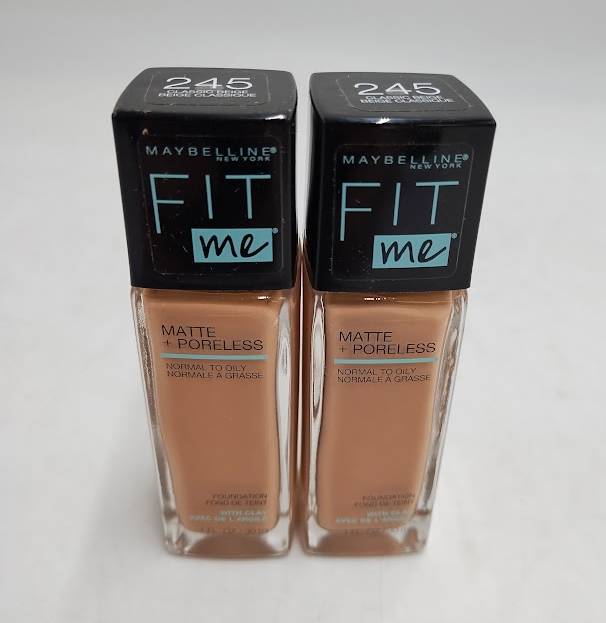 2 PACK Maybelline Fit Me Matte + Poreless Liquid Foundation 245 Classic Beige