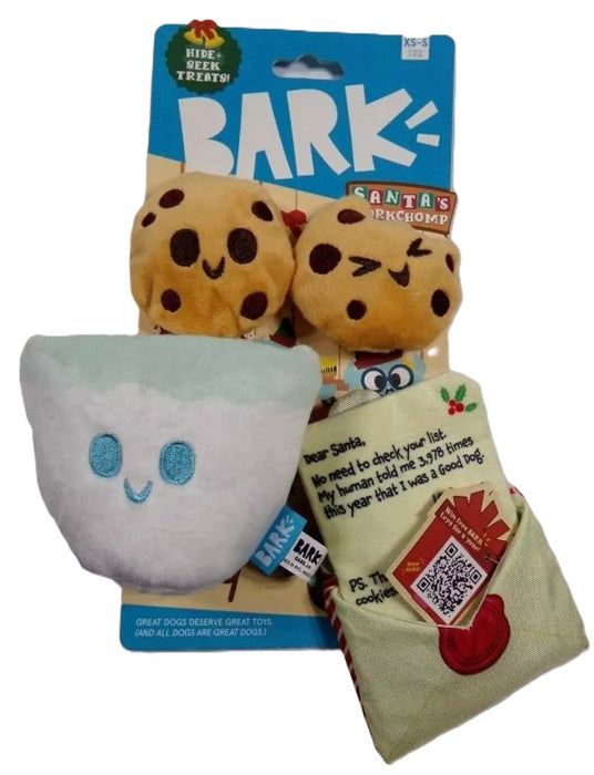 BARK Holiday Santa's Workchomp Letter Fur Santa Dog Plush Toy *ADD 3 TO YOUR CART & 1 IS FREE!*