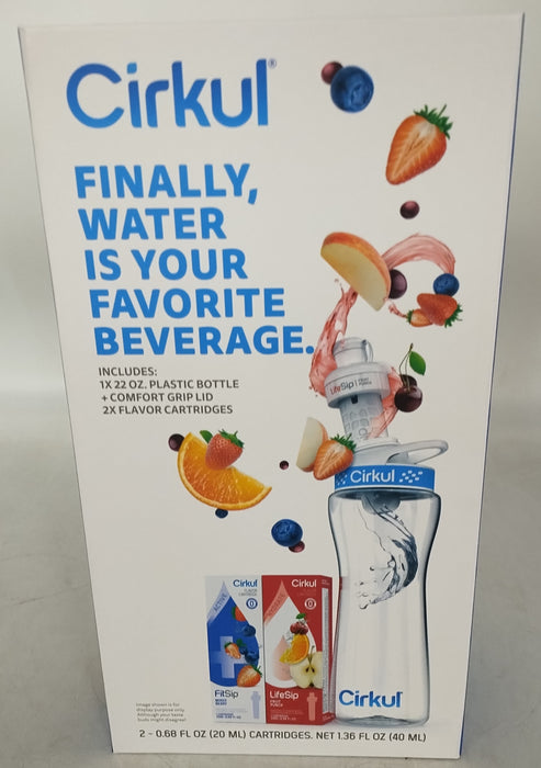 Cirkul Plastic Bottle with Blue Lid and 2 Flavor Cartridges - 22oz