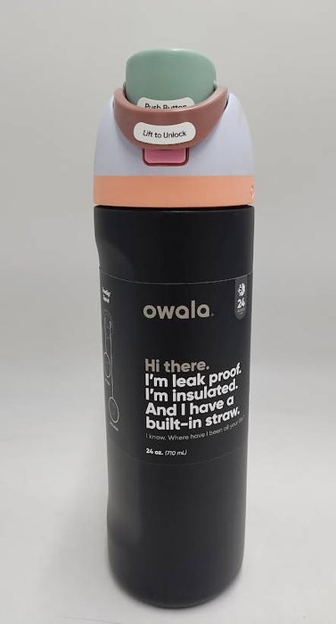 Owala FreeSip 24oz Stainless Steel Water Bottle - Black READ DESCRIPTION
