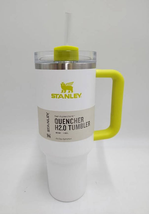 Stanley 40oz Stainless Steel H2.0 Tumbler - White/Electric Yellow SEE DETAILS
