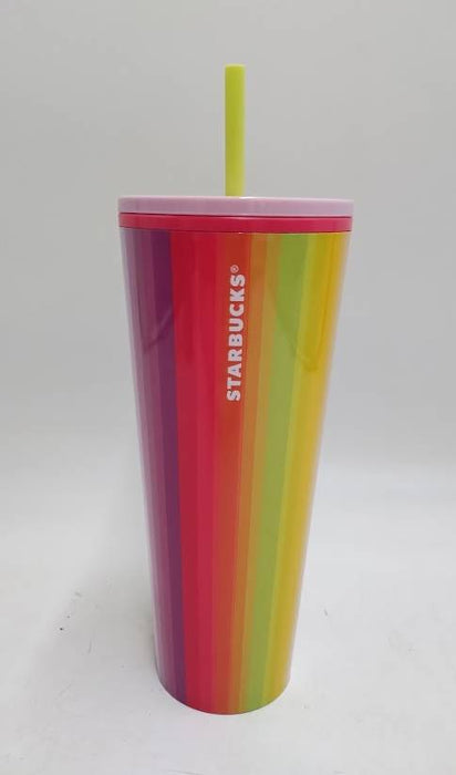 Starbucks 2025 Venti Multicolor Rainbow Striped Cold Cup (24 oz.)
