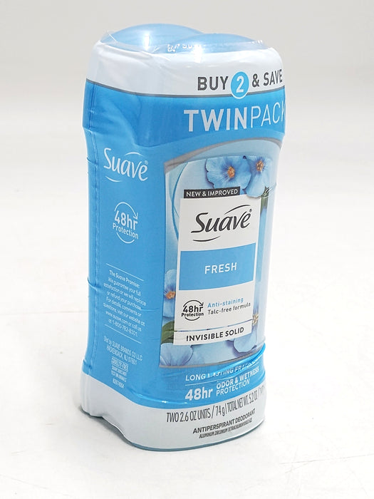 2pk Suave Fresh Anti-Staining 48-Hour Antiperspirant & Deodorant Stick