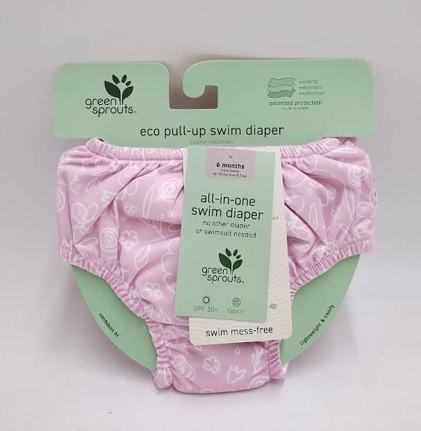 green sprouts Baby Eco Pull-Up Floral Printed Reusable Swim Diaper - Pink 6M