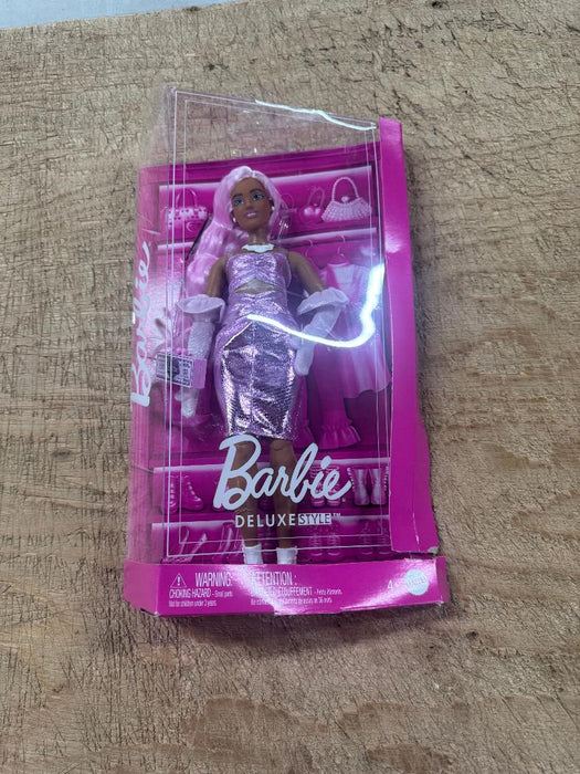 Barbie Deluxe Style 11" Doll #1 in Glossy Pink Dress Velvet Gloves, SEE DETAILS