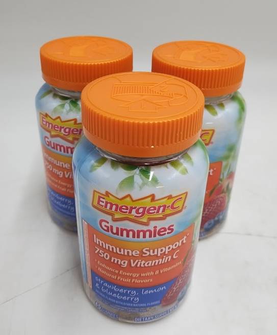 3 PACK ! Emergen-C Vitamin C Gummies - Strawberry, Lemon & Blueberry EXP 04/2026