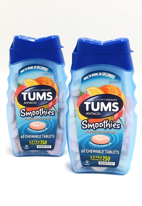 2 PACK!!! TUMS Extra Strength Smoothies Fruit Chewables -120 ct EXP: 03/2028