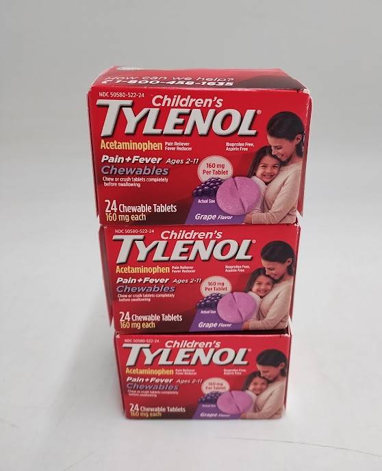 3 PACK!! Children's Tylenol Pain + Fever Relief Chewables EXP 02/2027