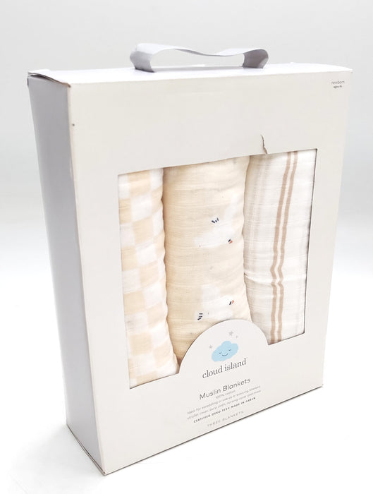Muslin Swaddle Baby Blanket - Birds Stripes - 3pk - Cloud Island