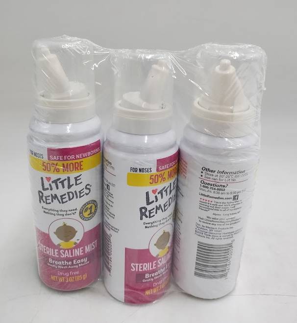 3 PACK!! Little Remedies Saline Nasal Mist for Babies Stuffy Noses EXP 03/26